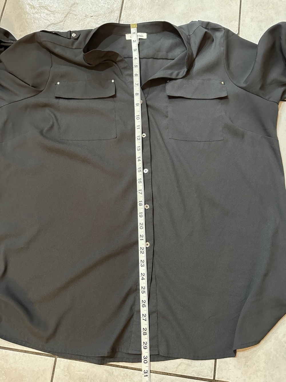 CALVIN KLEIN Quiet Classic Luxury Dark Gray Button-Front Utility Blouse Sz 1X - Picture 16 of 17